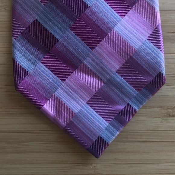 John Ashford Silk Neck Tie In Lavender/Grey - Picture 5 of 5